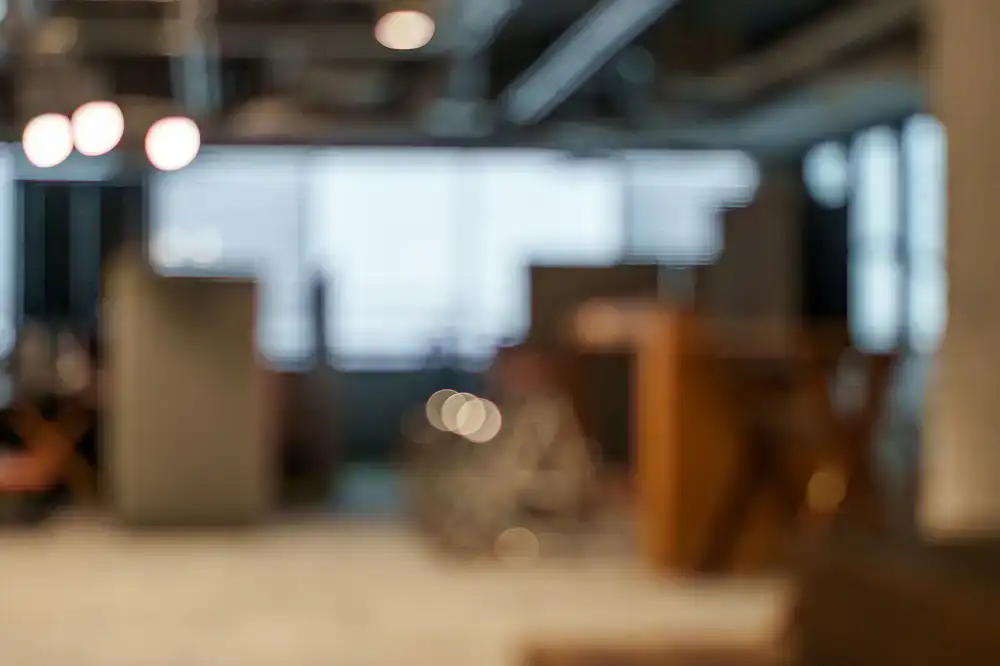 Bright modern coworking workspace setup