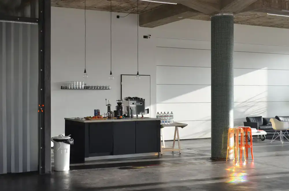 Modern kitchen area with premium coffee machine