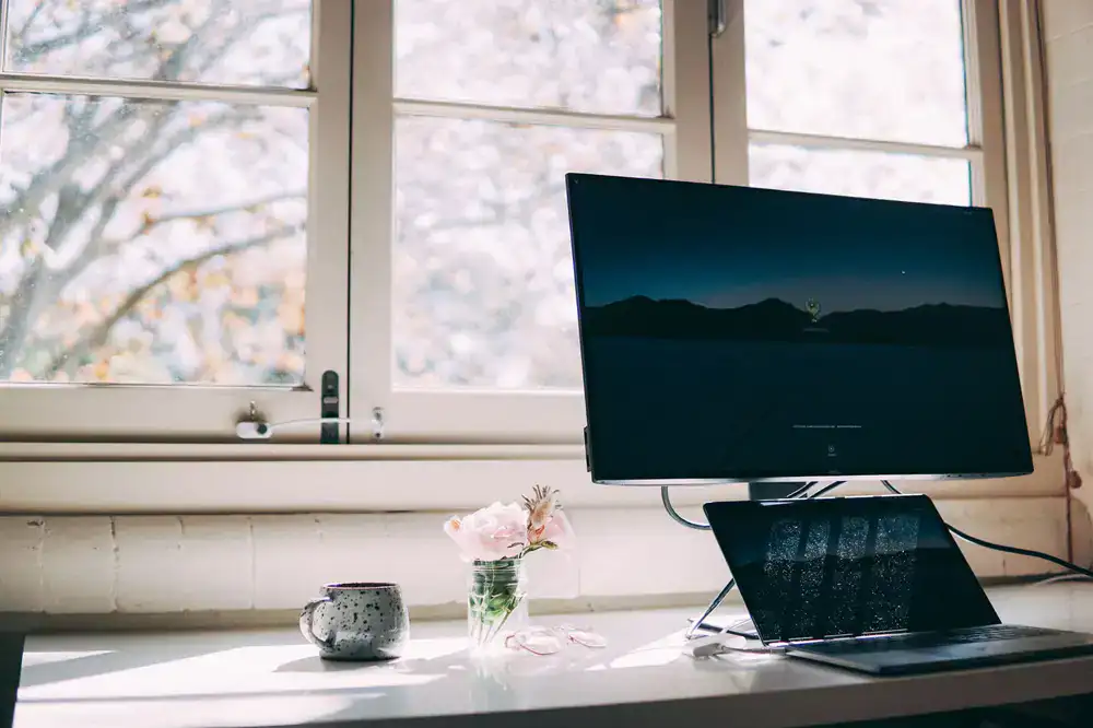 A personalized dedicated desk setup with monitor